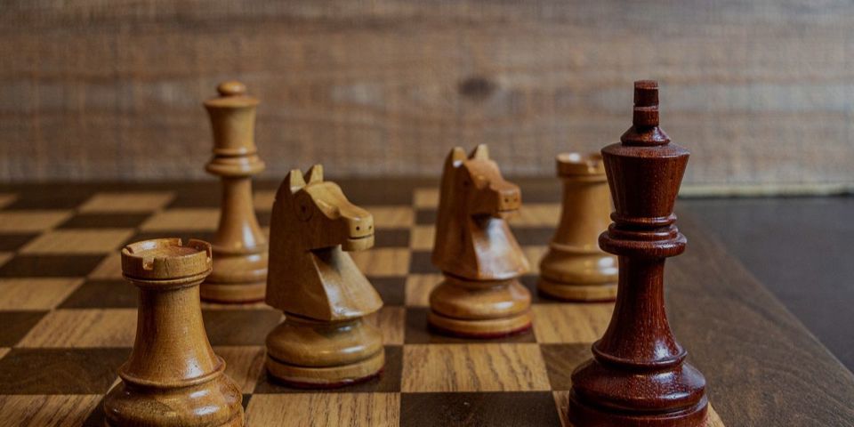 Wooden chess set.