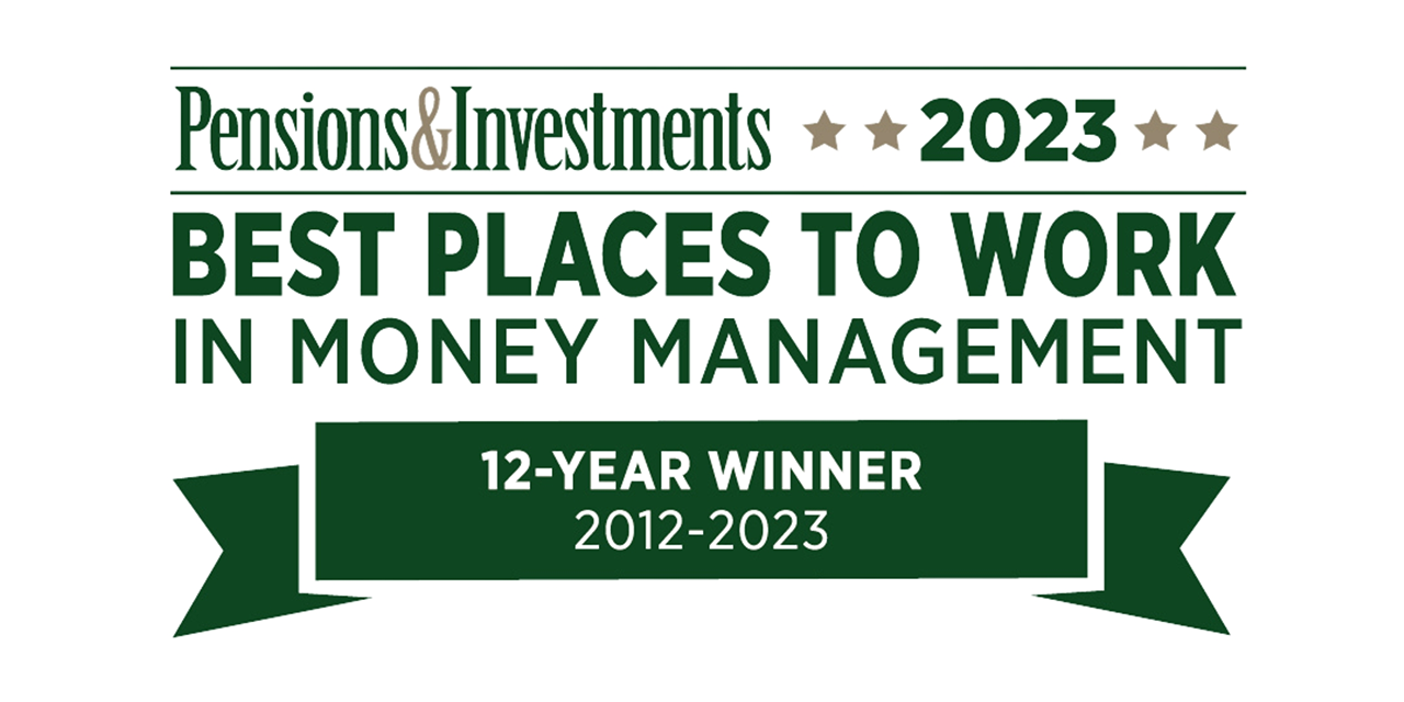 Pensions & Investments 2023 Best Places to Work in Money Management 12-year winner logo