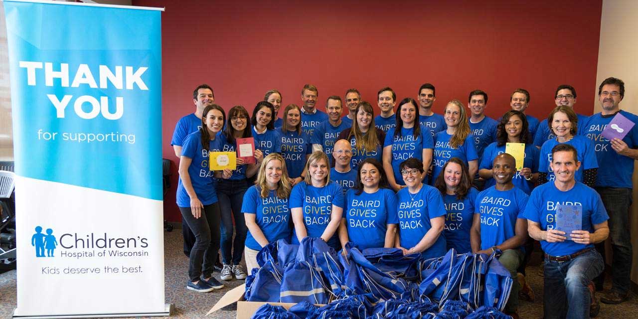 Baird associates volunteering at Children's Hospital of Wisconsin.