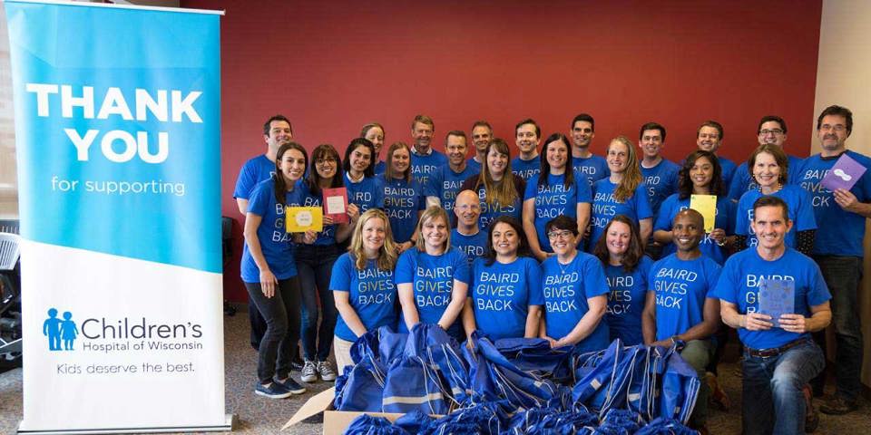 Baird associates volunteering at Children's Hospital of Wisconsin.